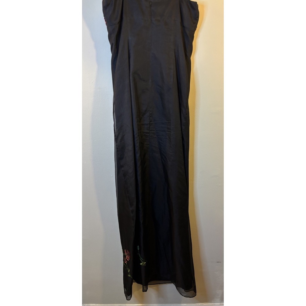 VTG NICOLE MILLER Black Strapless Maxi Dress Beaded Sequin Floral 6 Prom 90's - Picture 10 of 13